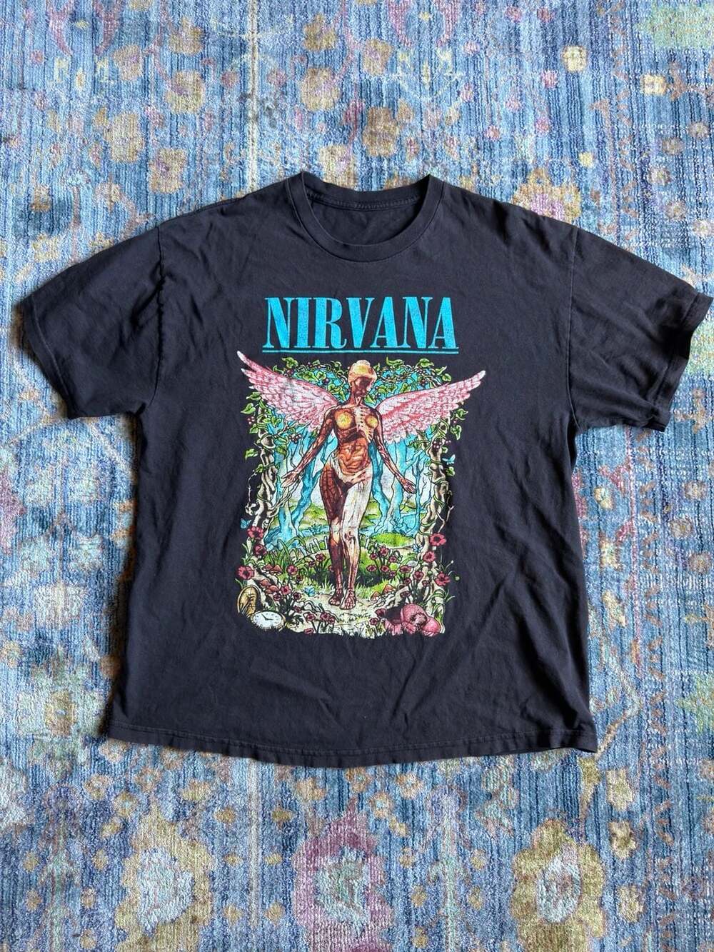 Nirvana In Utero Angel Graphic T-Shirt Black